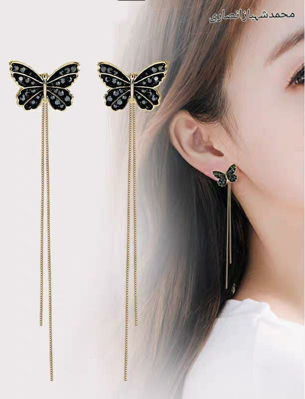 Butterfly Design Gold Plated Artificial Stones Earrings