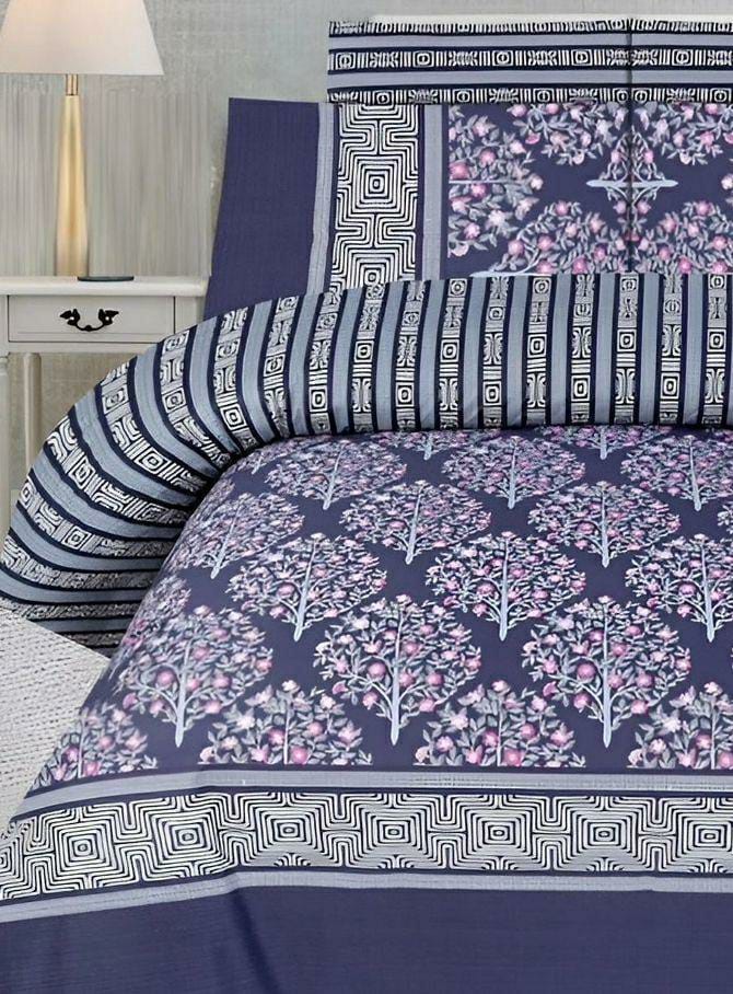 Purple Printed Comforter Set - 6 Pcs King Bed Collection