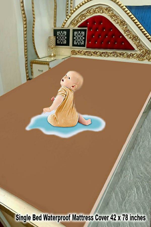 Terry Cotton Plain Single Bed Mattress Cover (Mustard)