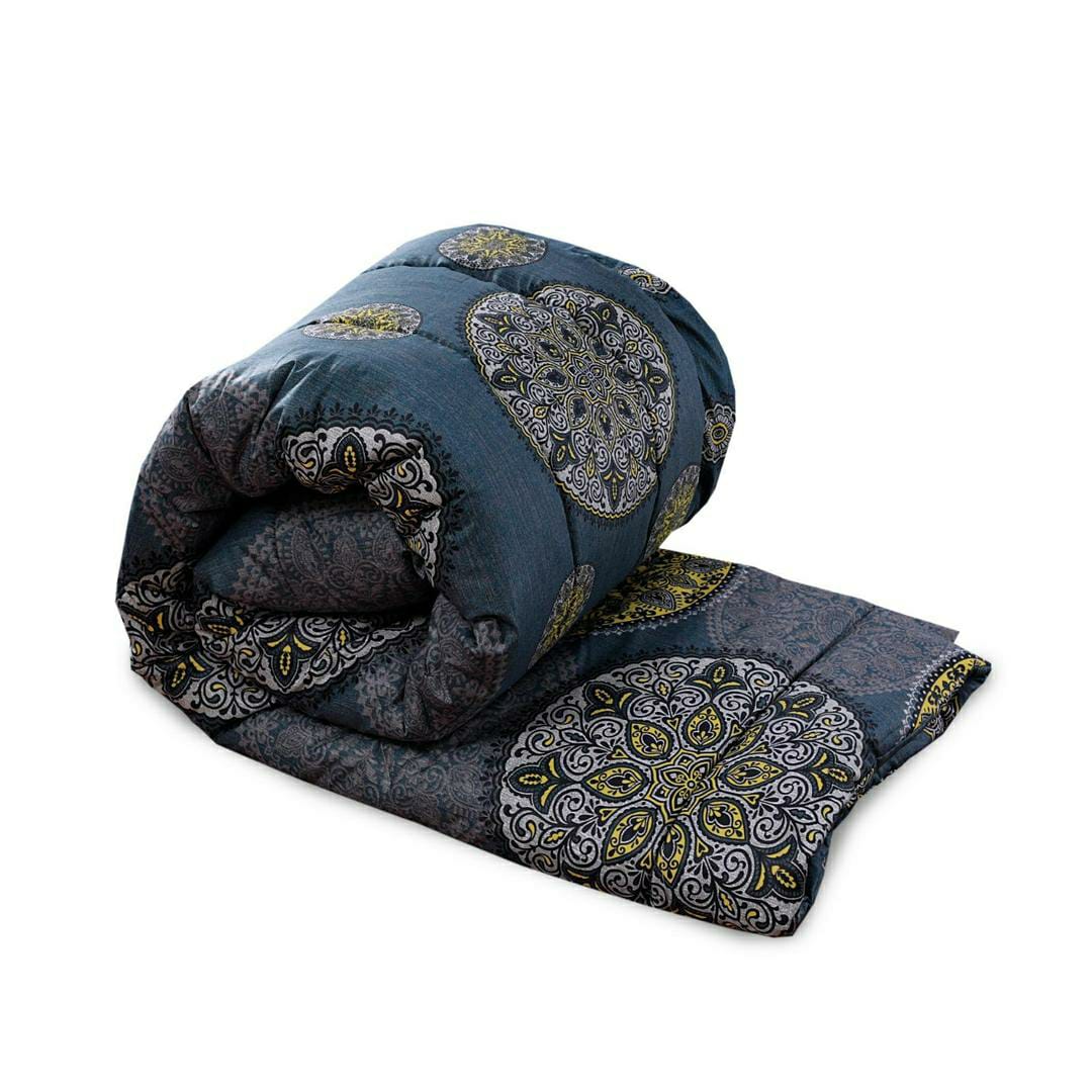 6 Pcs Mix Cotton Printed Razai Set (Blue,Grey)