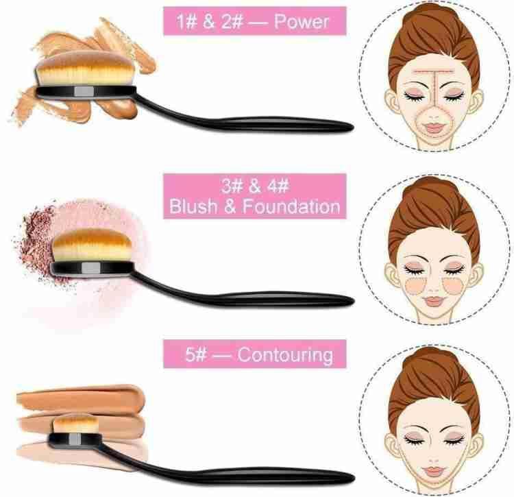 Oval Contour Makeup Brushes Set, Pack of 3