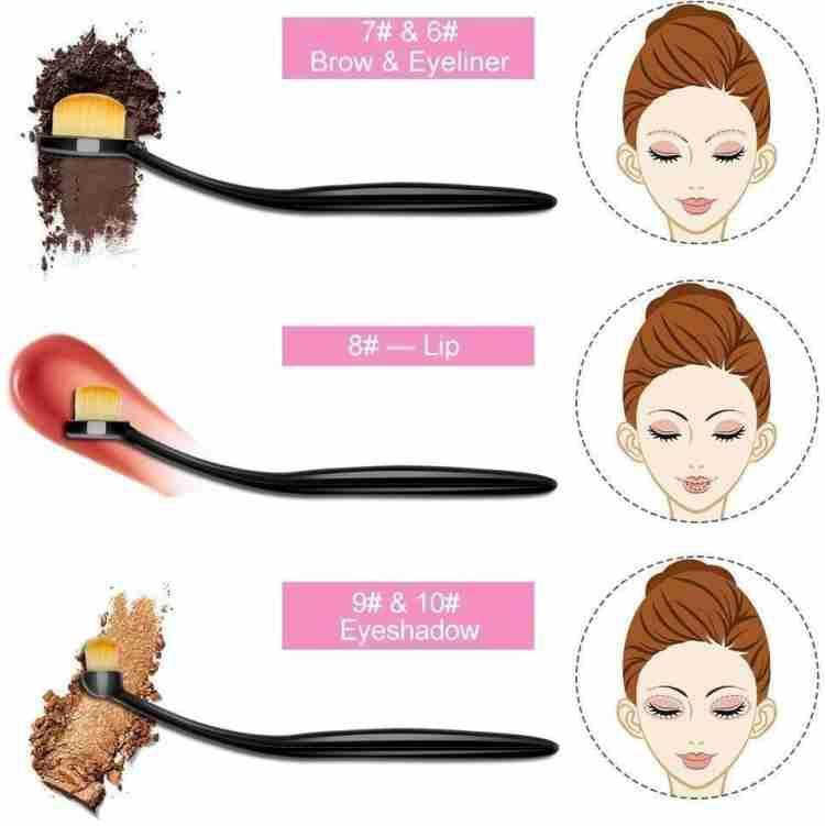Oval Contour Makeup Brushes Set, Pack of 3