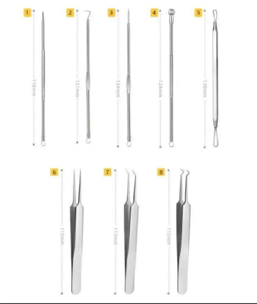 8 Pcs White and Blackhead Remover Tools