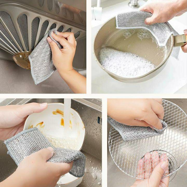 Durable Steel Cleaning Cloth - 8 Pcs for Effective, Non-Scratch Cleaning