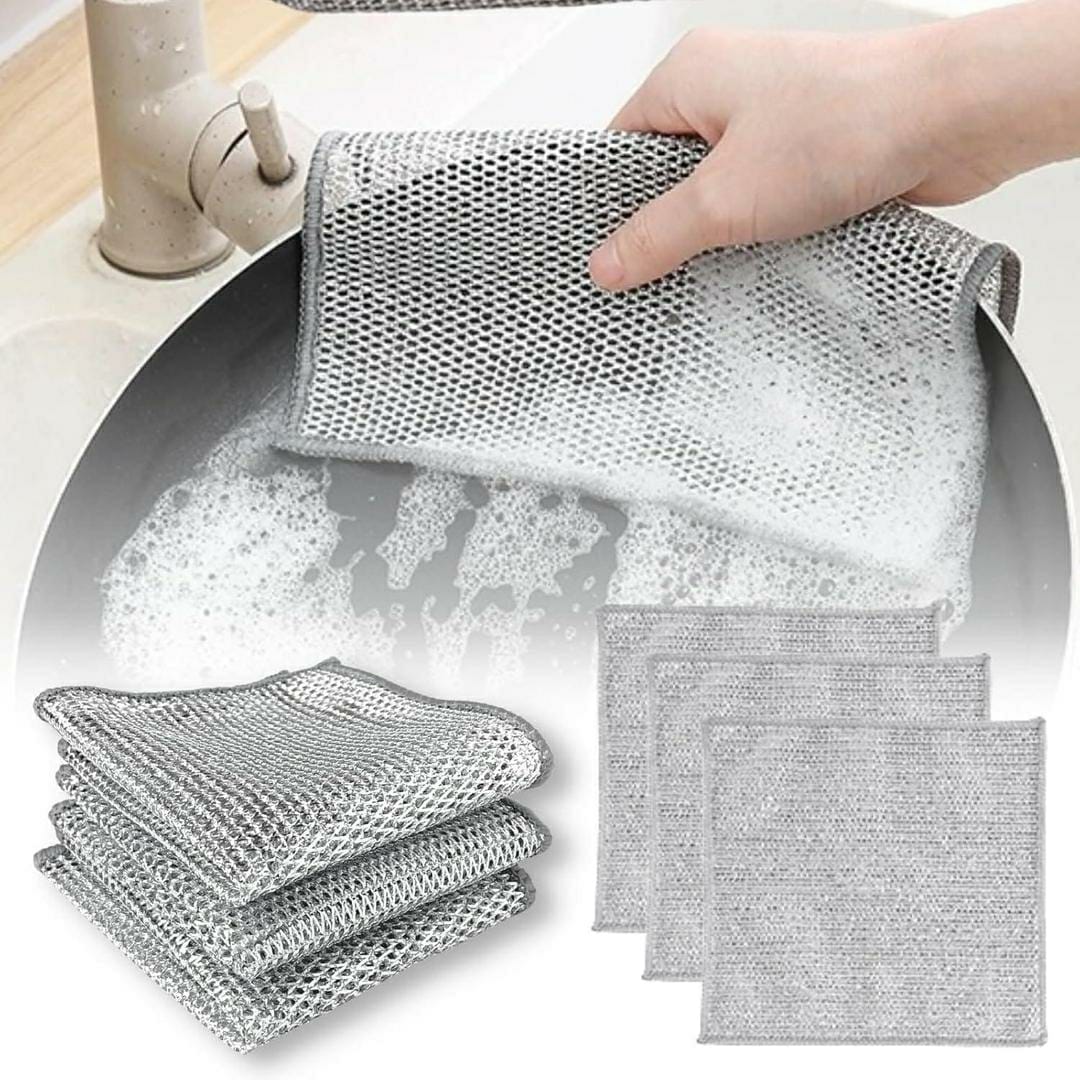 Durable Steel Cleaning Cloth - 8 Pcs for Effective, Non-Scratch Cleaning