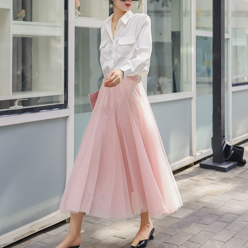 Fashion Wide Hem Gauzy Skirt For Women