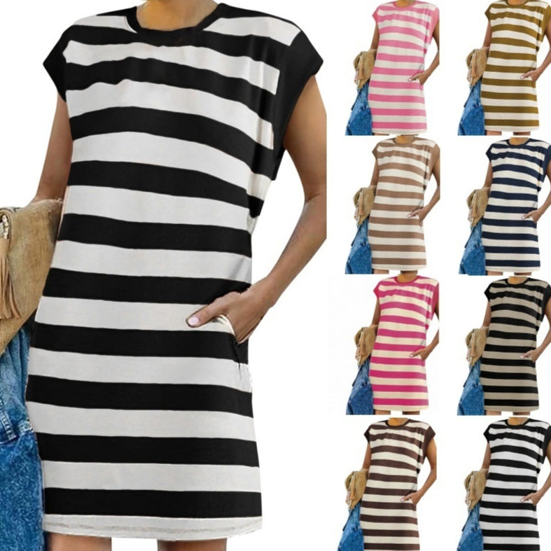Summer Stripes Women's Clothing Sexy Vest Dress