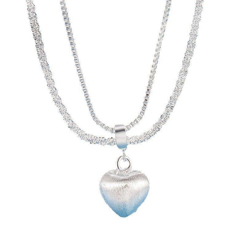 Simple Heart-shaped Double-layer Brushed Necklace Fashion Jewelry