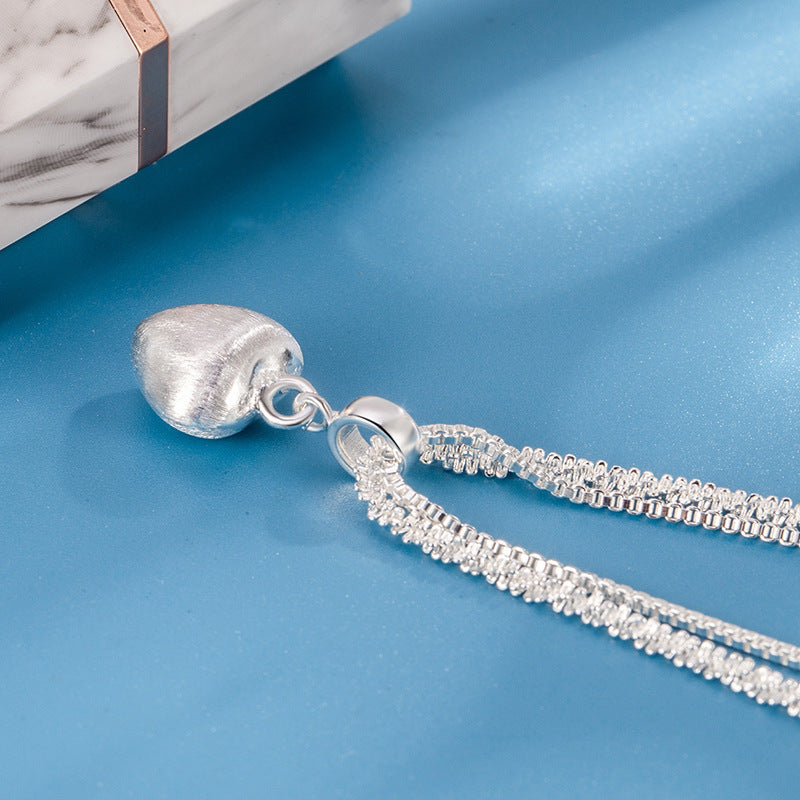 Simple Heart-shaped Double-layer Brushed Necklace Fashion Jewelry