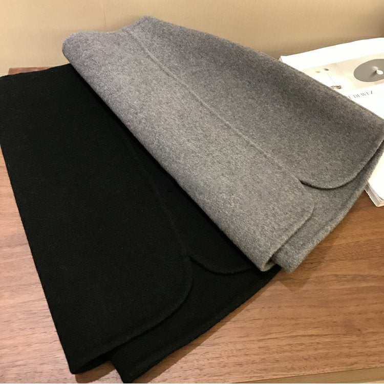 Design High Waist Double-sided Woolen Fabric Slit Sheath Skirt Women's Winter