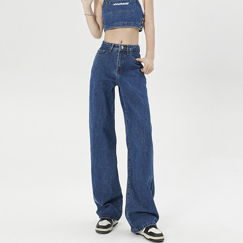 Loose Slimming And Straight American Draping Wide Leg Mopping Jeans