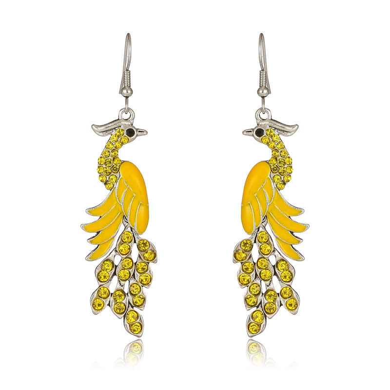 European And American Texture Peacock Earrings Retro