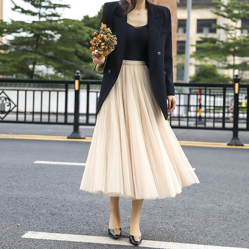 Fashion Wide Hem Gauzy Skirt For Women