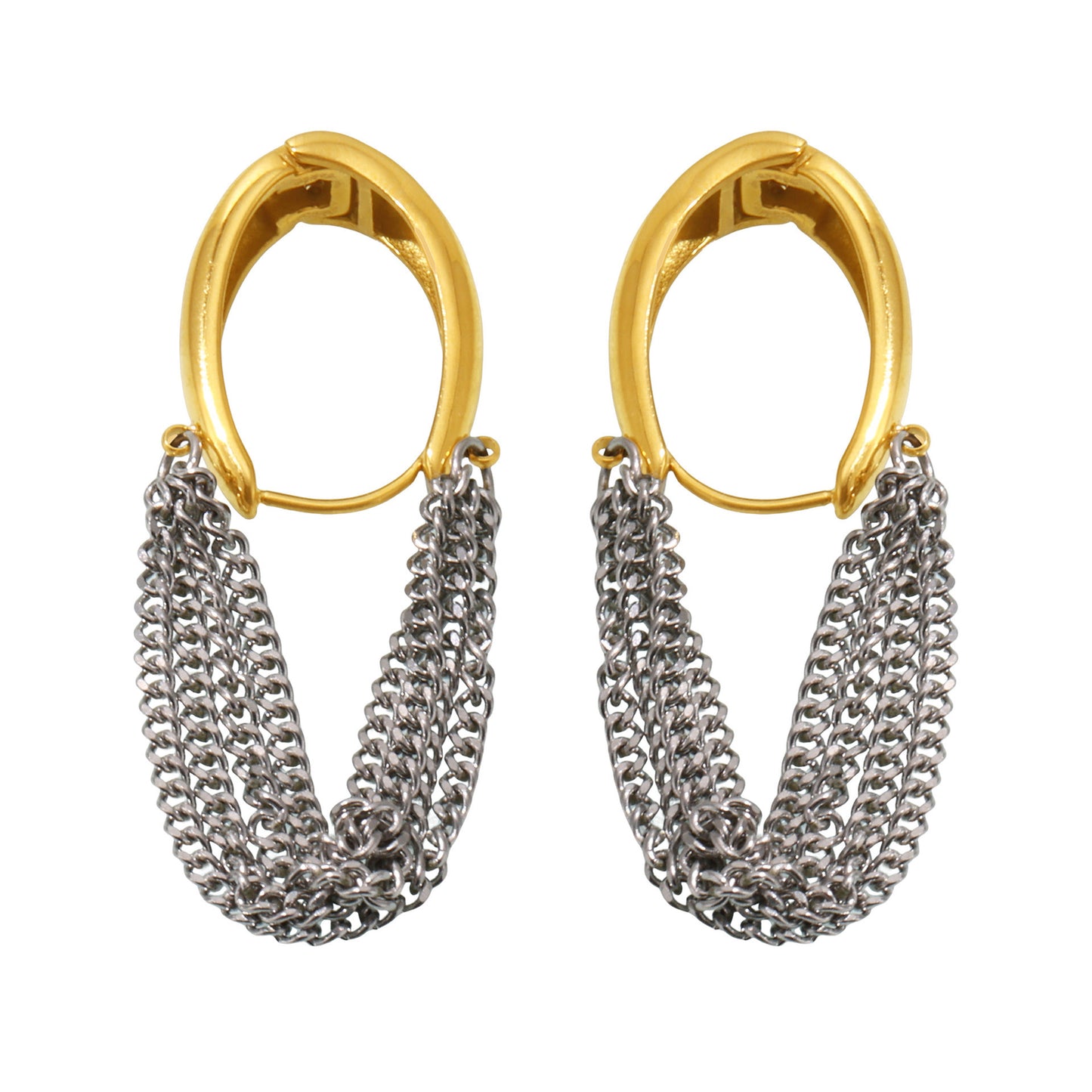 Stainless Steel Snap Joint Multi-layer Chain Tassel Earrings