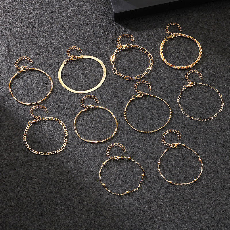 Minimalist Multi-layer Alloy Basic Style Bracelet Suit