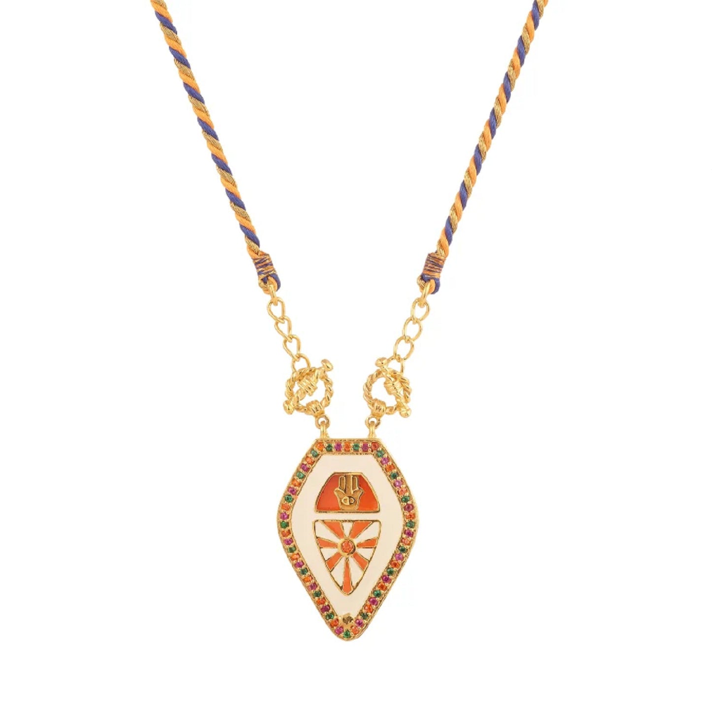 Retro Artistic Color Tarot Necklace Pendant Fashion Gold Plated