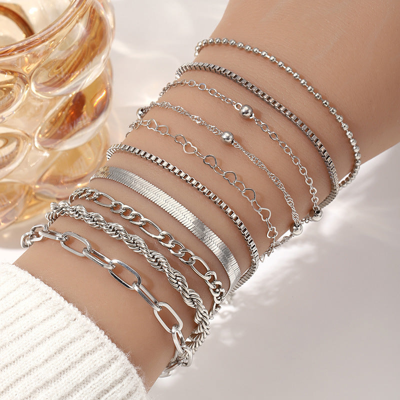 Minimalist Multi-layer Alloy Basic Style Bracelet Suit