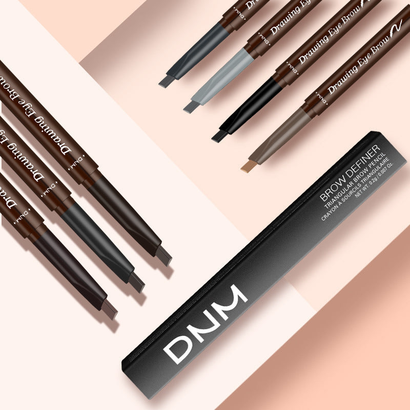 Double Head Automatic Rotating Eyebrow Pencil Waterproof With Brush