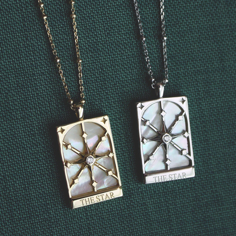 Special Interest Light Luxury Vintage Star Moon Tarot Pendant Necklace