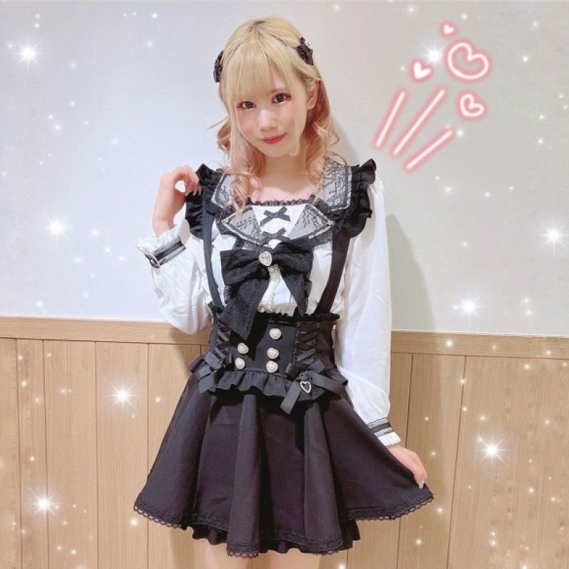 Japanese Style Lace Ribbon Bow Strap Dress