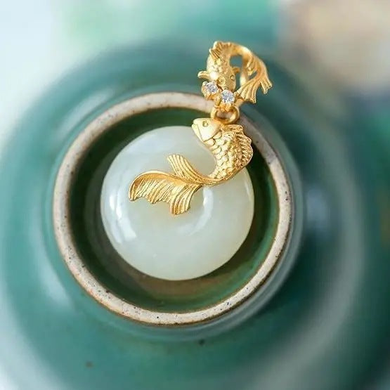 Koi Hetian Jade Peace Buckle Personality Retro Pendant