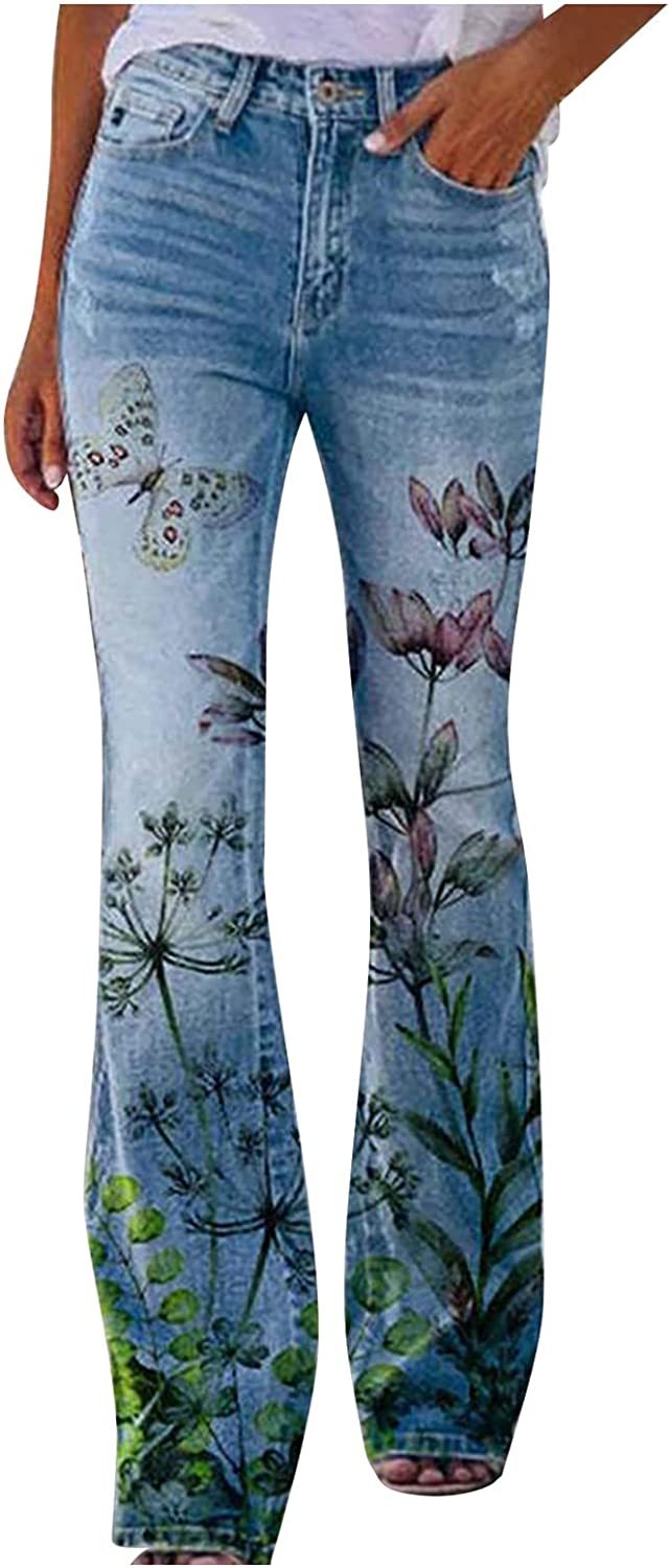 Large Size Women's Casual Pants With Flowers