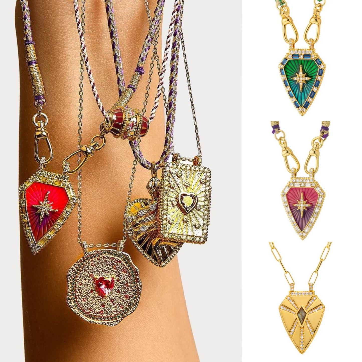 Fashion Color Tarot Necklace Simple Drop Oil Zircon Pendant Gold Plated