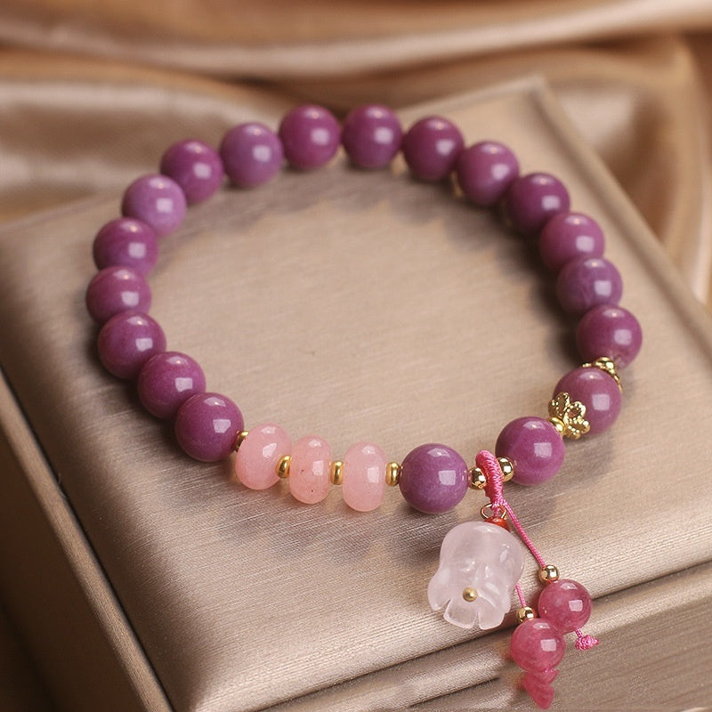 Chinese Style Mauve Jade Crystal Abacus Beads Bracelet