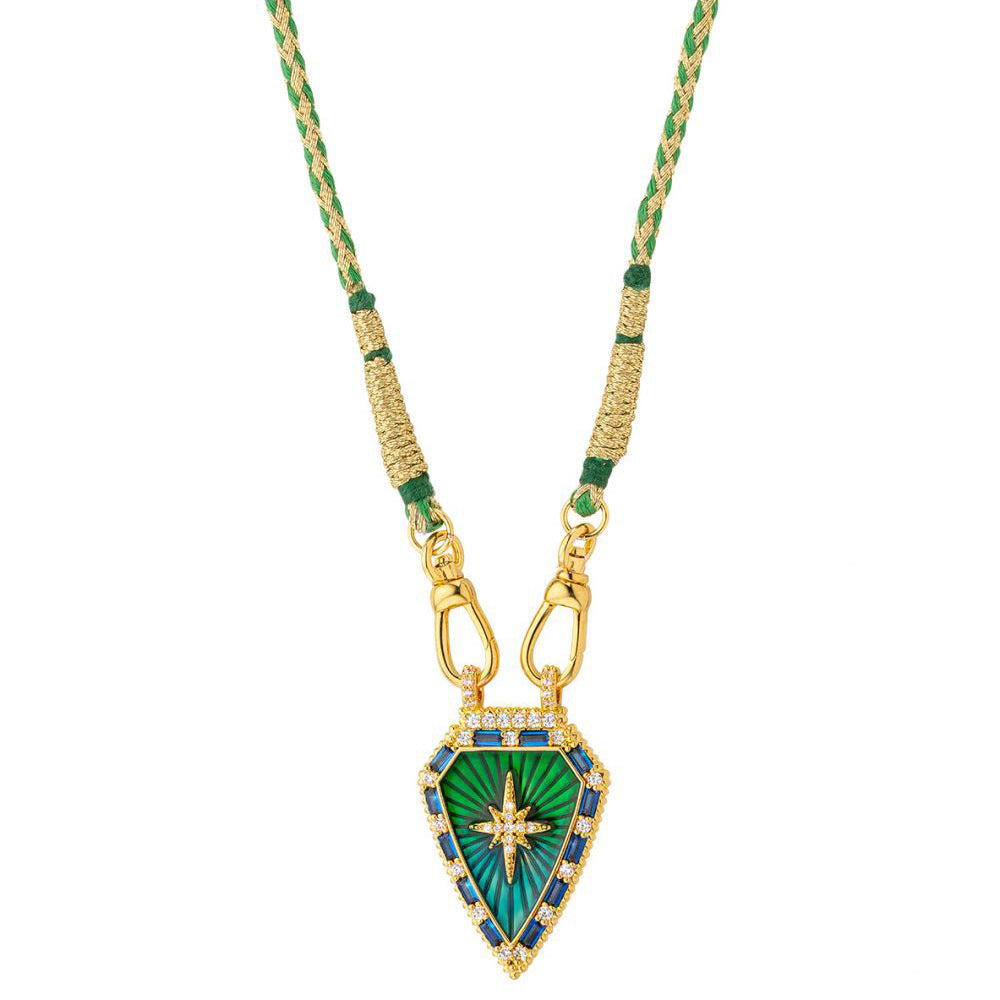 Fashion Color Tarot Necklace Simple Drop Oil Zircon Pendant Gold Plated