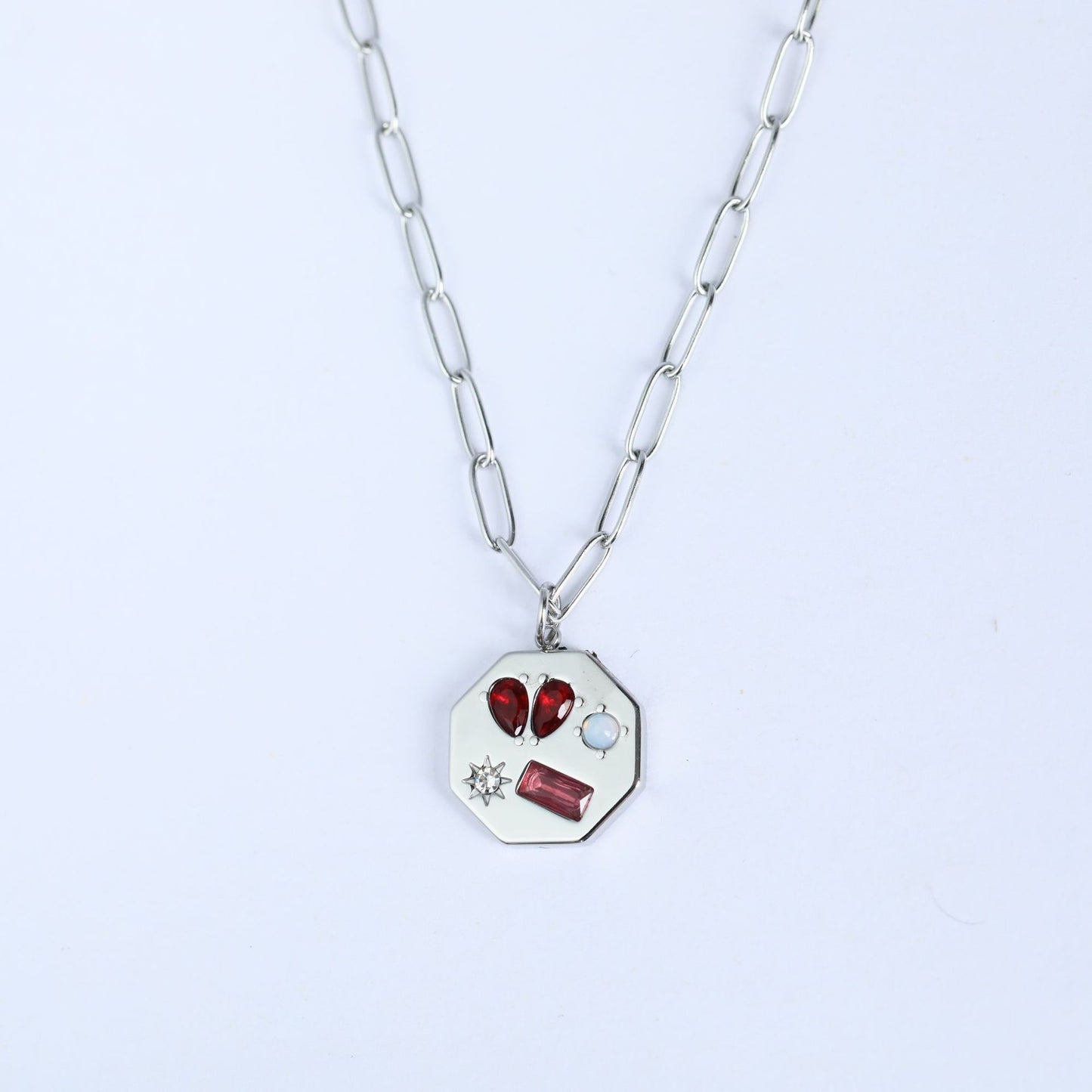 Titanium Steel High Color Retention Heartbreaking Gem Kaleidoscope Embedded Zirconium Necklace