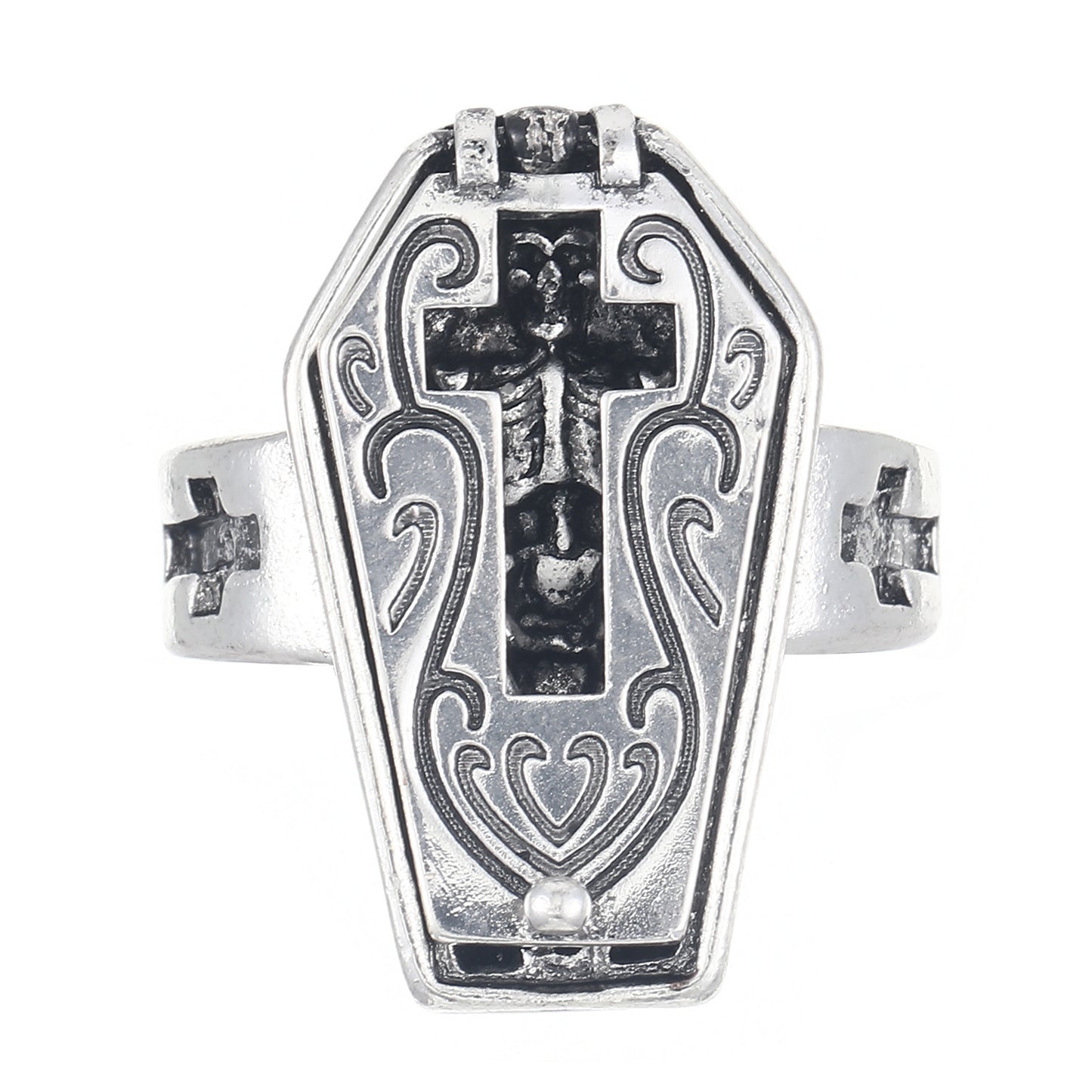 Men's Ring Funeral Souvenirs Domineering Skull Coffin