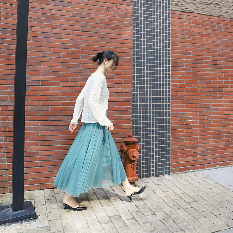 Fashion Wide Hem Gauzy Skirt For Women