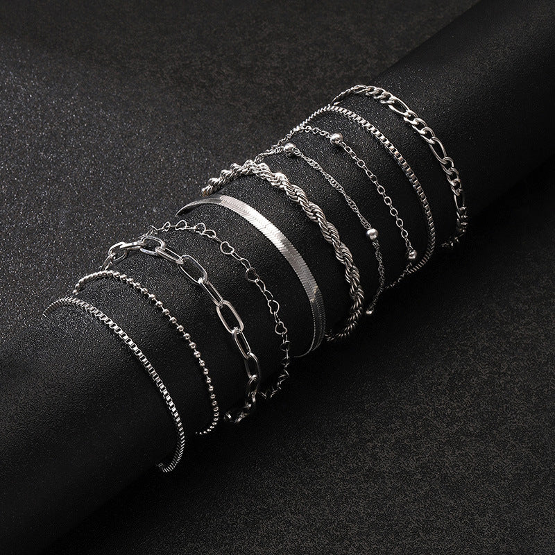 Minimalist Multi-layer Alloy Basic Style Bracelet Suit