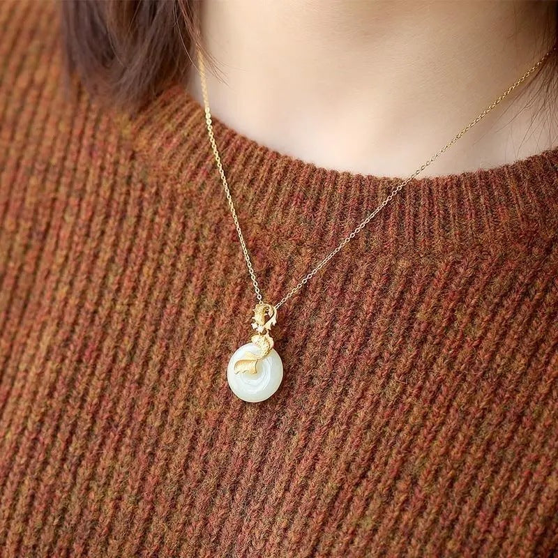 Koi Hetian Jade Peace Buckle Personality Retro Pendant