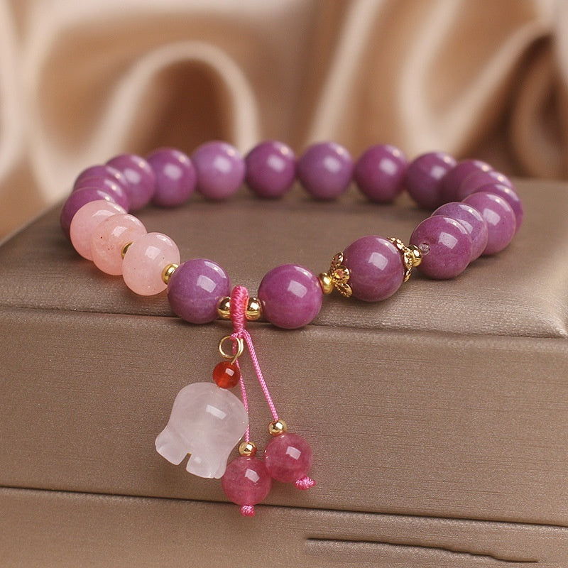 Chinese Style Mauve Jade Crystal Abacus Beads Bracelet