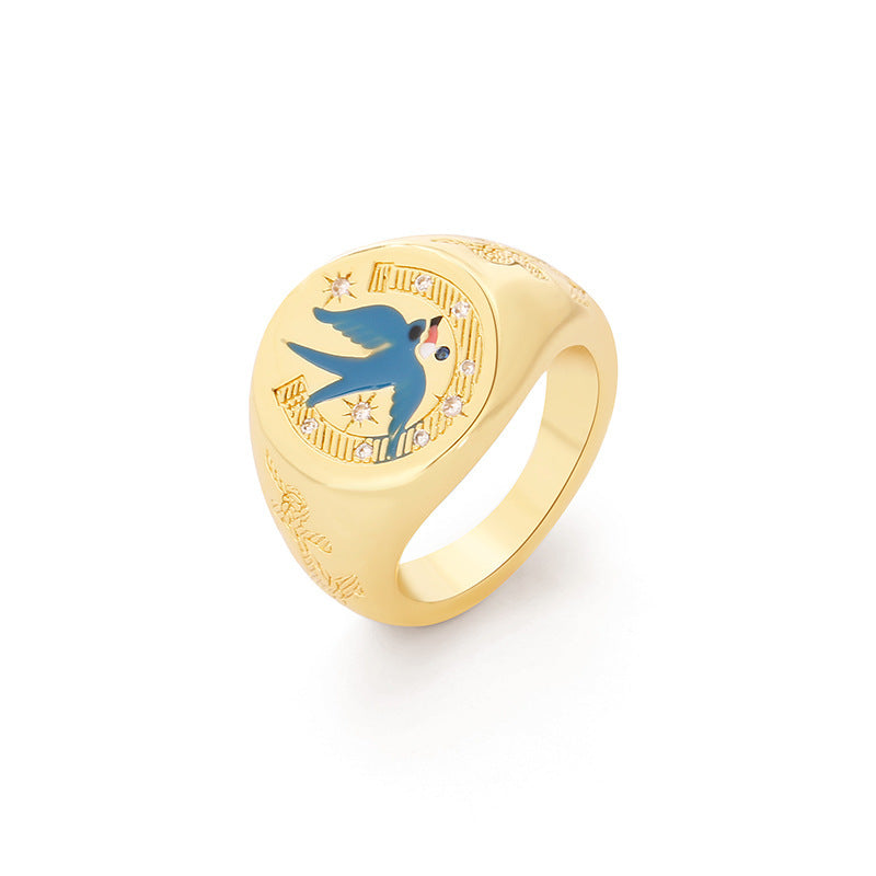 Simple Geometric Enamel Glaze Women's Ring