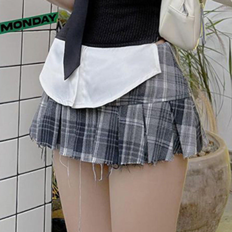 Slimming Contrast Color Versatile Short Skirt Sweet And Spicy Girl Skirt