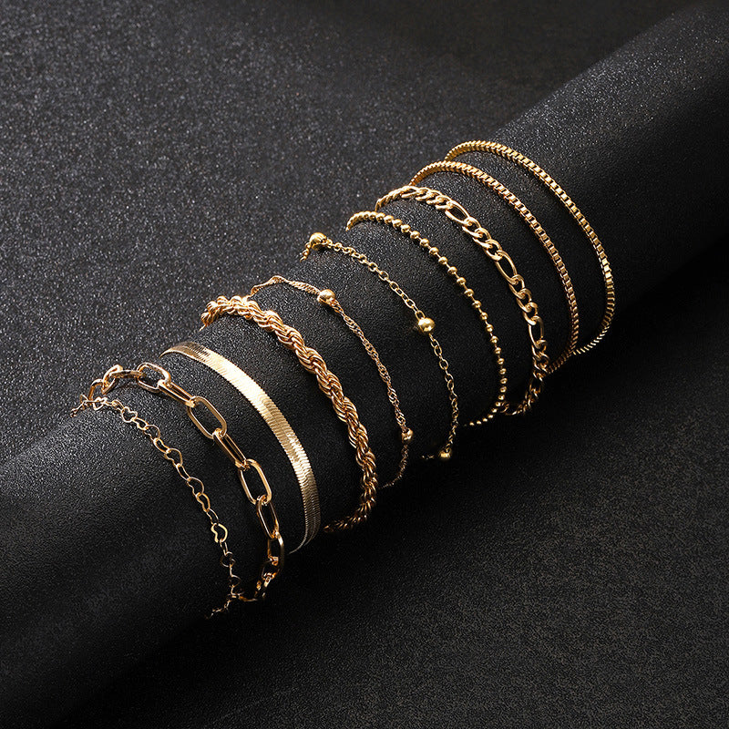 Minimalist Multi-layer Alloy Basic Style Bracelet Suit