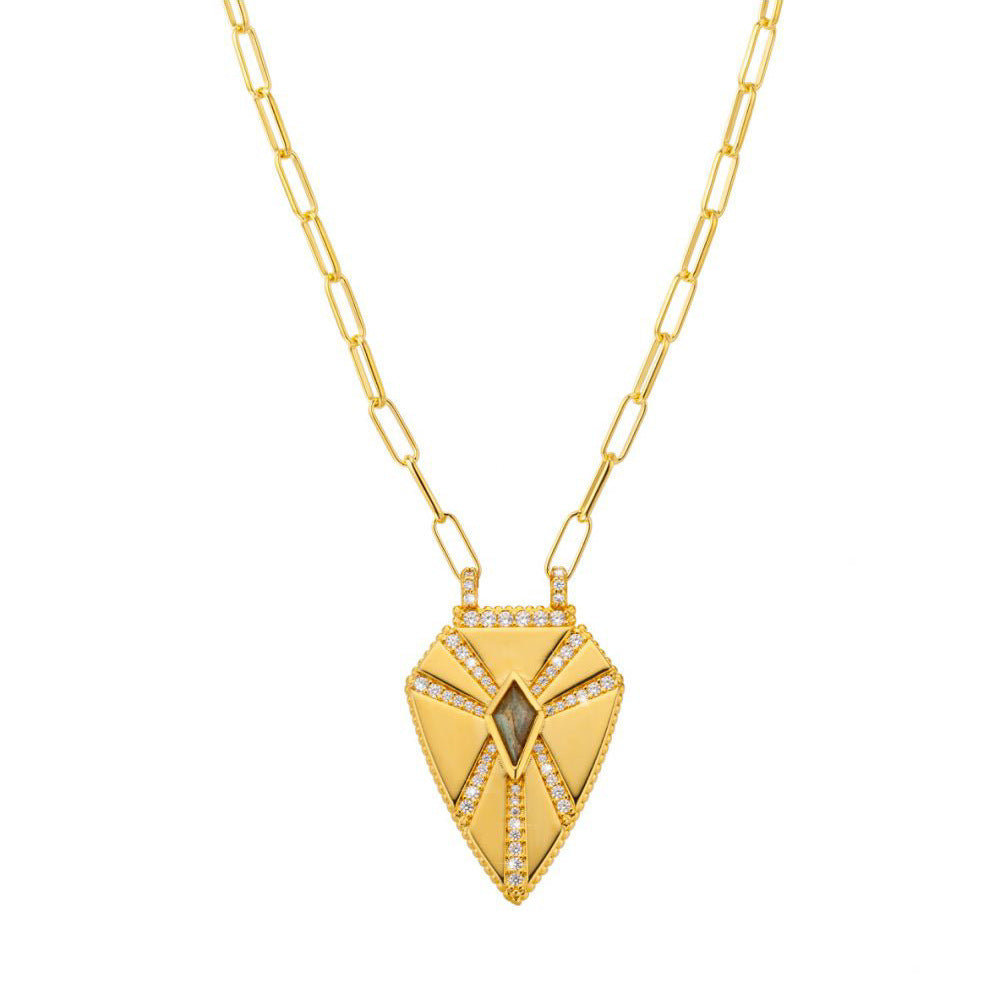 Fashion Color Tarot Necklace Simple Drop Oil Zircon Pendant Gold Plated