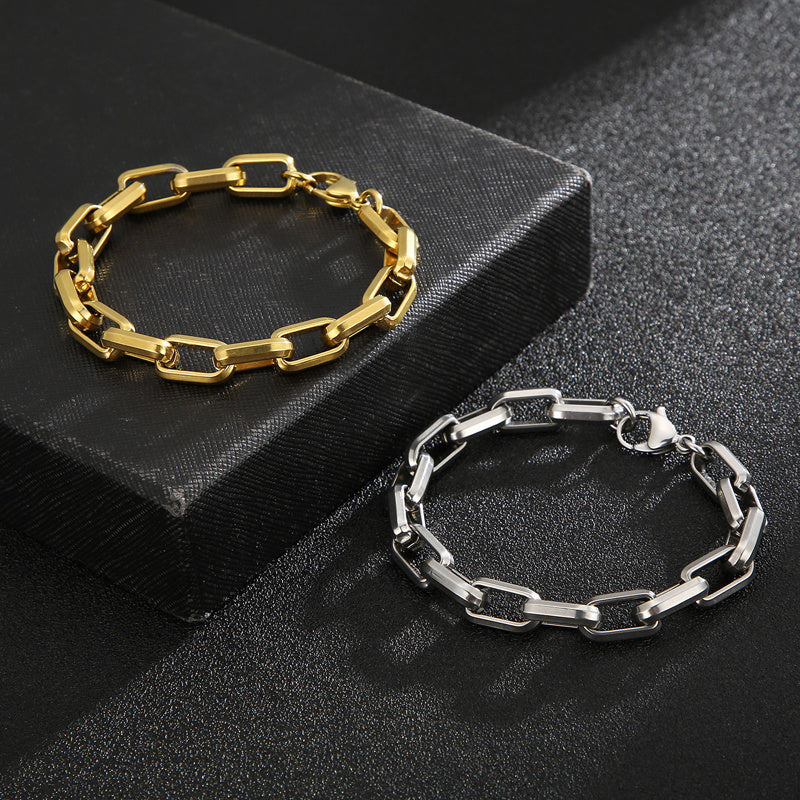 Men's Titanium Steel Hip Hop Geometric Personalized Trimming Bracelet