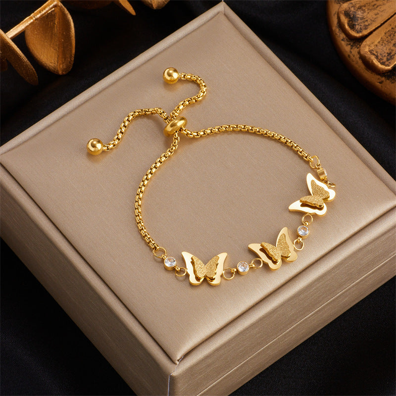 Women's Fashion Three-dimensional Butterfly Titanium Steel Bracelet