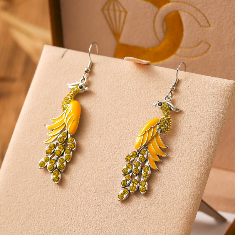 European And American Texture Peacock Earrings Retro