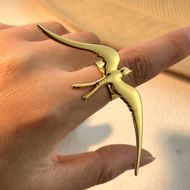 Stainless Steel Three-dimensional Swallow Ring Fashion