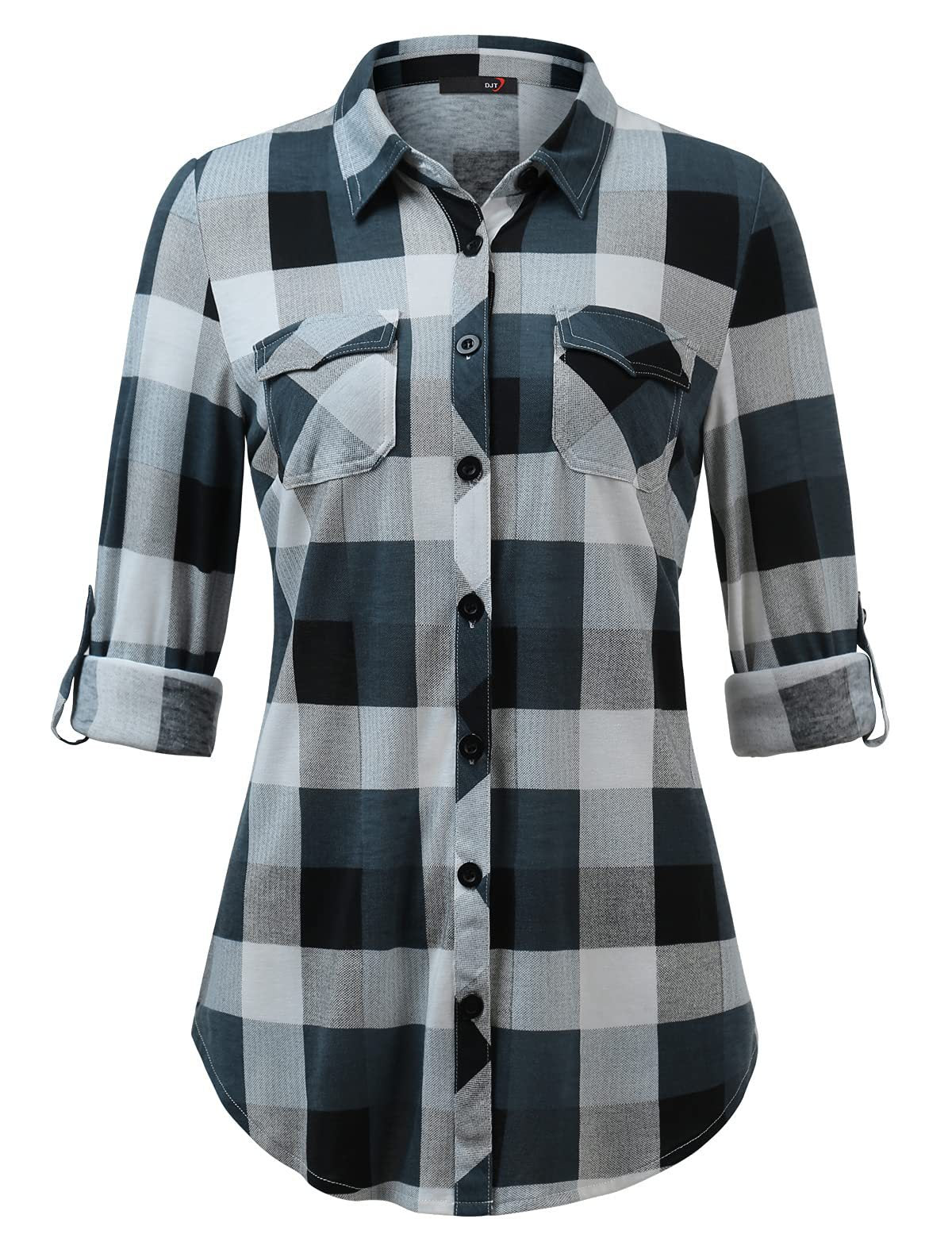 Plaid Pouch Button Cuff Comfort And Casual Printed Women's Shirt