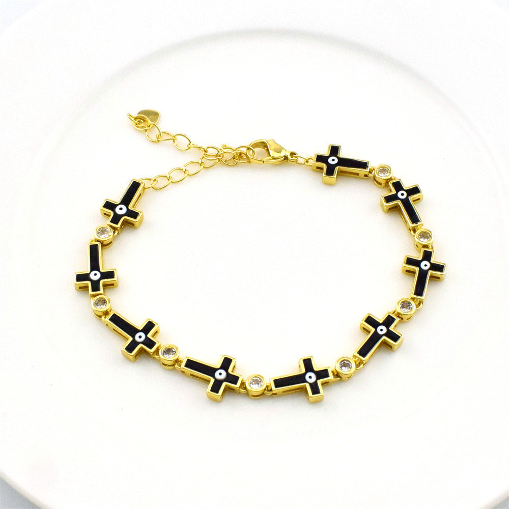 Cross Unique Gold-plated Zircon Bracelet