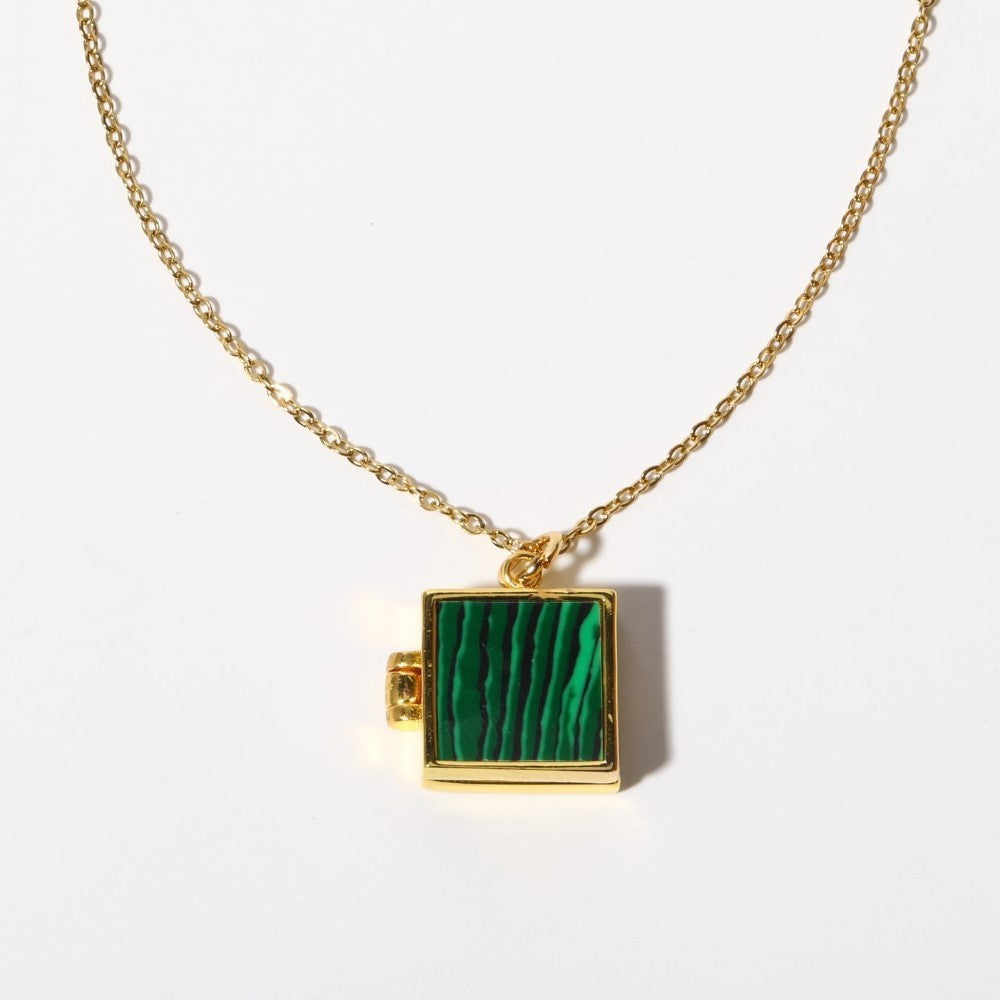 Love Heart Flowers Album Pendant Square Closure Necklace Special-interest Design Closure