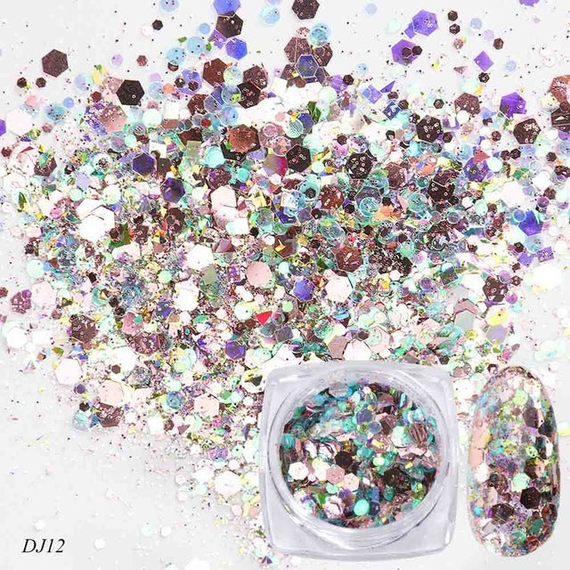 Nail Art Glitter 12 Color Light Change Onion Pink Symphony Glitter Sequin