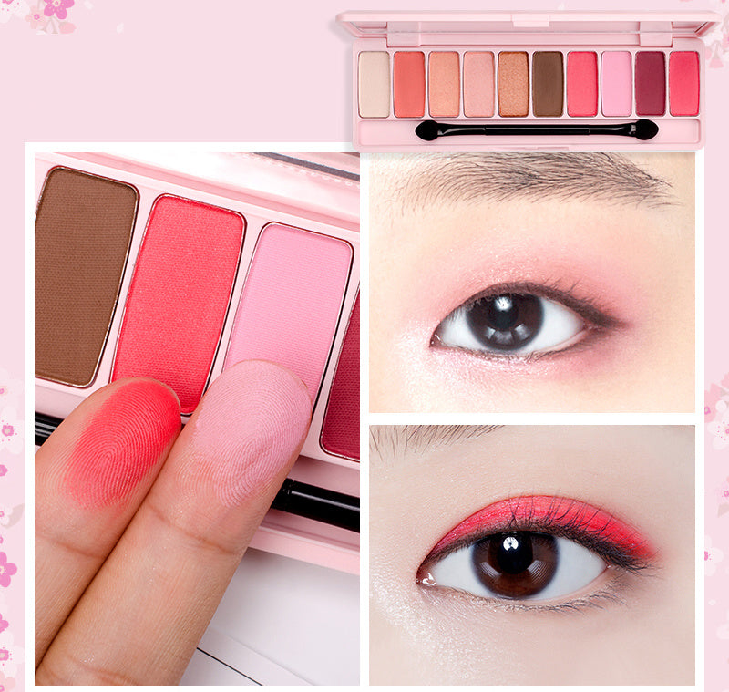 Ten-color Sakura Girl Eyeshadow Pink Peach Blossom Mermaid Pearlescent Matte Eyeshadow Palette