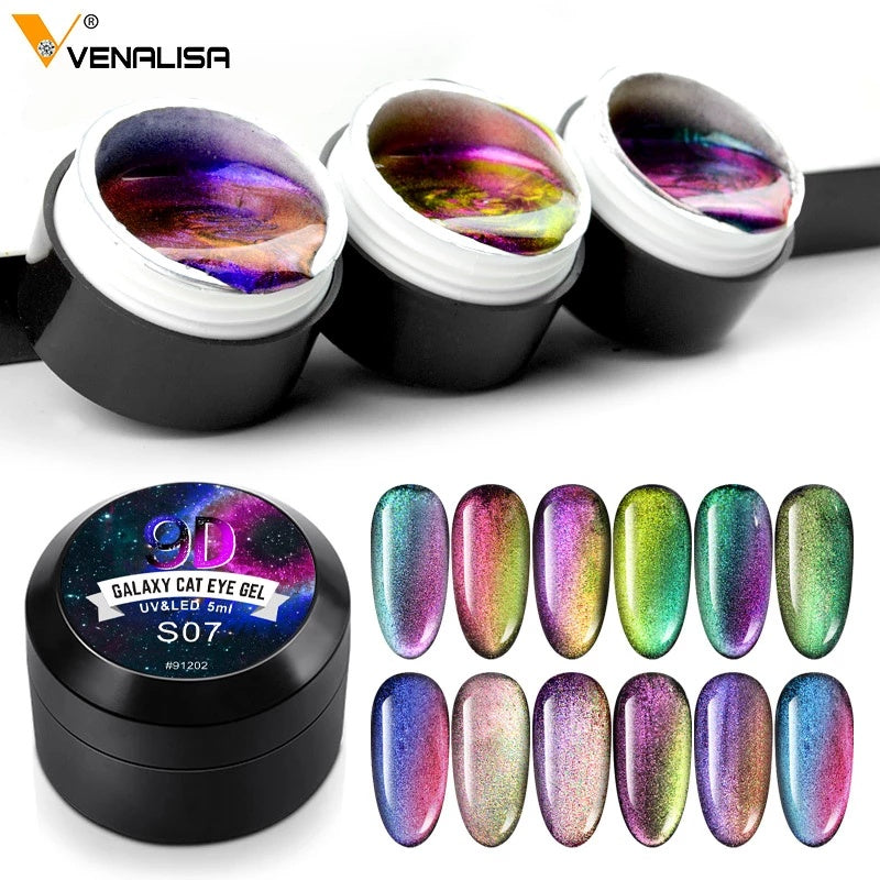 Venalisa 9D Gel Varnish Cat Eye Magic Chameleon Gel Varnish Nail Manicure Galaxy Starry Magnetic Multicolor 5ml Nail Gel Polish