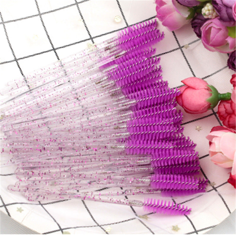Disposable Makeup Tools Crystal Rod Nylon Head Solid Eyelash Brush Color Eyelash Comb Grafting